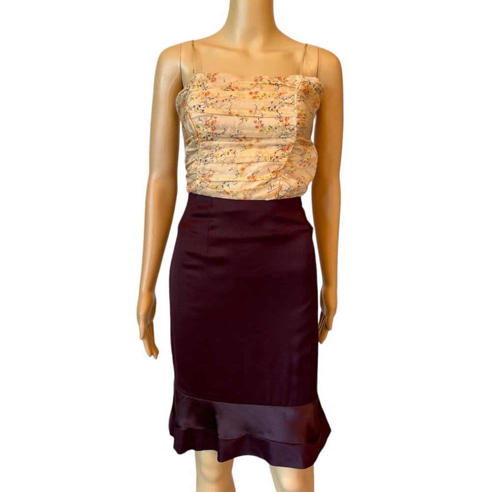 Liliu Burgundy Silk Trim Skirt Size 6 - Picture 6 of 7